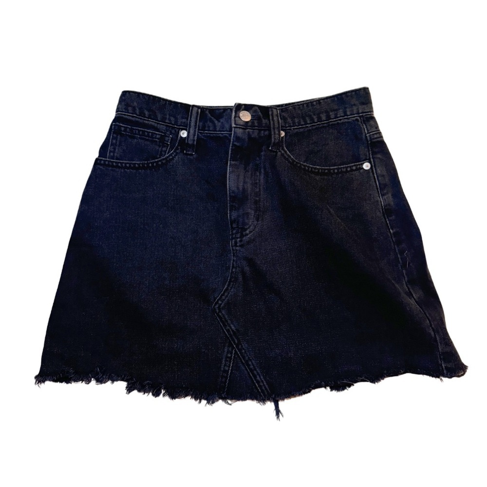 Madewell High Waisted Black Denim Mini Skirt